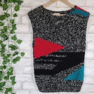 Vintage 80's Colorblock Abstract Sweater Vest Small